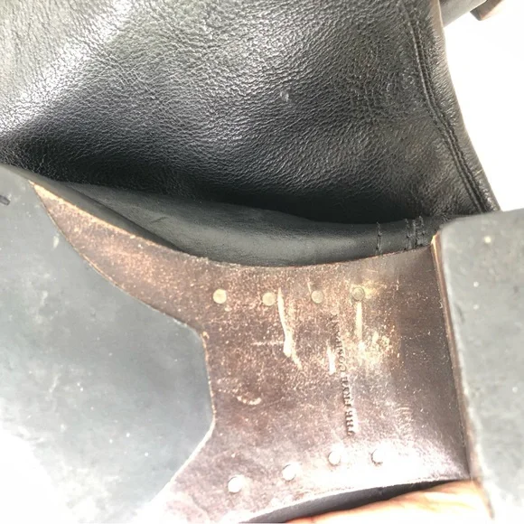 Frye Tall Boots Over the Knee Black Leather Western Block Heel Size 11 M Cowboy - Picture 10 of 16